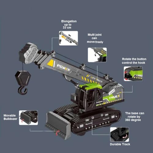 Image of Friction Powered Lifting Crane Toy for Kids Boys Girls 360 Degree Rotating Crawler Crane Model Toy with Bulldozer Excavator Construction Truck (Multicolor)