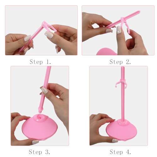 Image of 10 PCS Acrylic Doll Stands, Dolls Display Stands with Adjustable Waist Clip, Mini Doll Support Holder Stand for 11 to 13 Inch Dolls Action Figure Accessories (Pink)