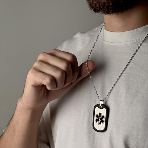 Generisch Dog Tag Personalisiert – Erkennungsmarke Edelstahl – Matt Kette Mit Namen – Gravur – Personalisierte Kette Herren – Militär Geschenke – 2 Mm Dick – Gravur – Set Mit Clip Und Gummi-Silencer