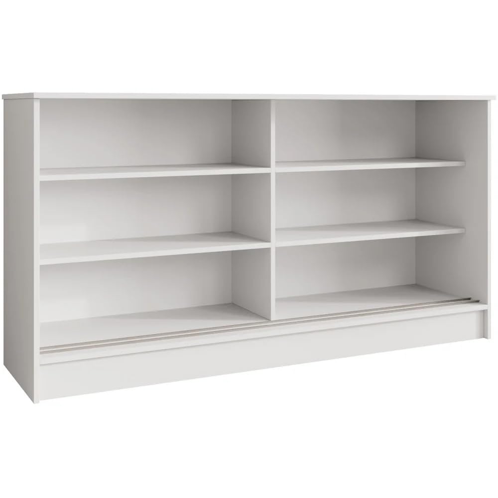 Kommode mit 2 Schiebetüren Horizon, in 100 cm, 120 cm oder 160 cm, dekorativen Lamellen (Weiß + schwarz, 161, Zentimeter)