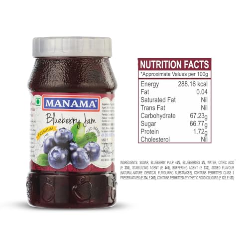 Image of Manama Blueberry Fruit Jam and Mulberry Fruit Jam, 500GMS Each, Pack of 2