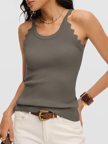 Image of ANRABESS Womens Summer Tank Tops Sleeveless Ribbed Camisole | Spaghetti Strap Cami Sweater, Soft Lightweight, Slim Knit, Casual Beach Vacation Travel Office Clothes, Spring Fall Layering