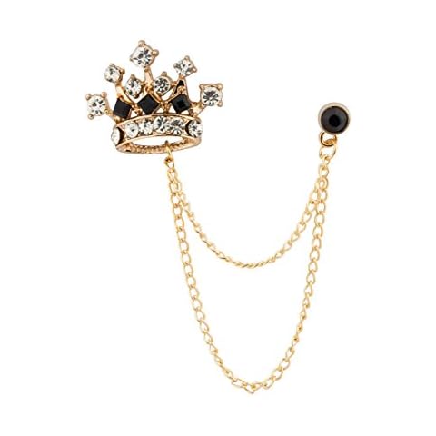 Knighthood Men's Crown Chain Brooch For Men (GOLD-BLACK) Cover