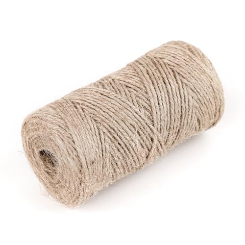 BigKego Jute Schnur 2mm x 100m Natur Braun Jute Kordel Jute Garn Paketschnur Bastelschnur Gartenschnur Dekokordel für Verpackung DIY Kunst Handwerk Floristik Dekoration