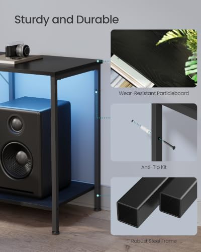 Image of SONGMICS TV Stand for TVs Up to 70 Inches | Entertainment Center, Media Consolefor living room,Fabric Drawer,Ink Black, BELLAH Collection ULGS131B101S