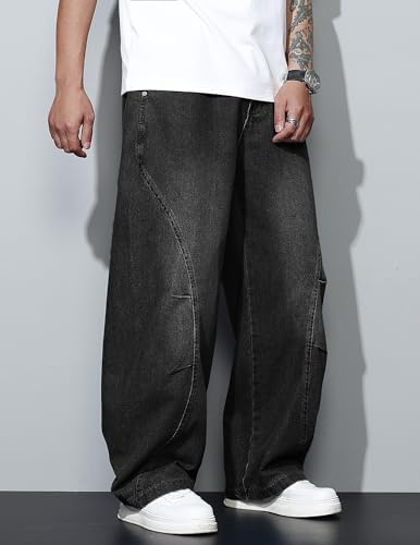 Men's Baggy Jeans Wide Leg Hip Hop Pants Irregular Sutures Loose Fit Trousers Streetwear3