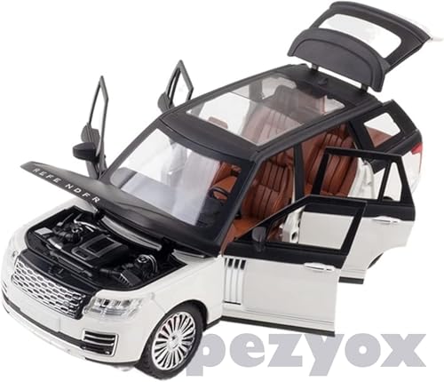 Image of 1 /24 Big Range Rover REFENDER Toy Car Metal Pull Back Diecast Car with Openable Door and Sound Light, Gifts Toys for Kids (White)