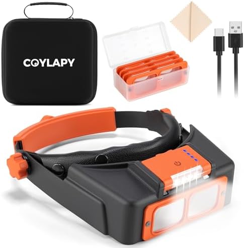 Amazon.com: Beileshi Rechargeable Head-Mounted Magnifier with LED Light ...