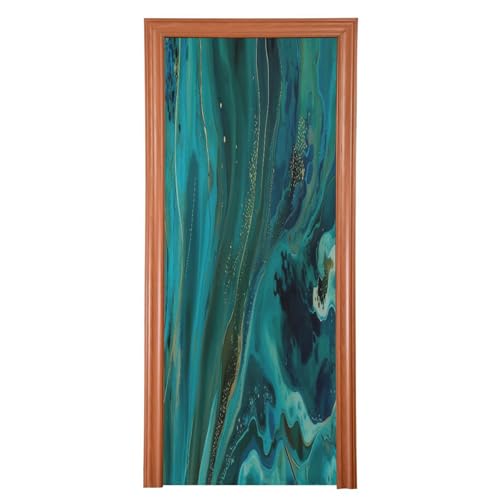 FLildon Aqua Marble Door Cover Decoration, Party Accessory Porch Decor for Festive Ornament Room Door Covers 35 x 79 Inch