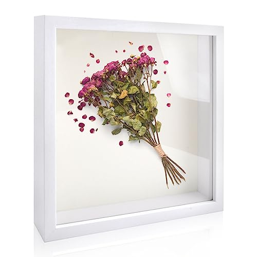 DAWRIS 3D Shadow Box, 20x20 cm Picture Frame Wooden Deep Box,Shadow Box Frame, Square Deep Display Box,Picture Frame Wooden Deep Box for Photos, Flowers,DIY Memorabilia