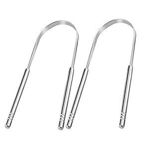 Tongreiniger, set van 2 roestvrijstalen tongschrapers, professionele tongreiniger, schraper, oraal, U-vormige…