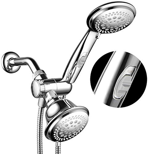 HotelSpa Ultra Luxury 42 Setting Shower Head/Handheld Shower Combo with Patented ON/OFF Pause Switch and 5-7 Foot Stretchable Stainless Steel Hose/Premium Chrome