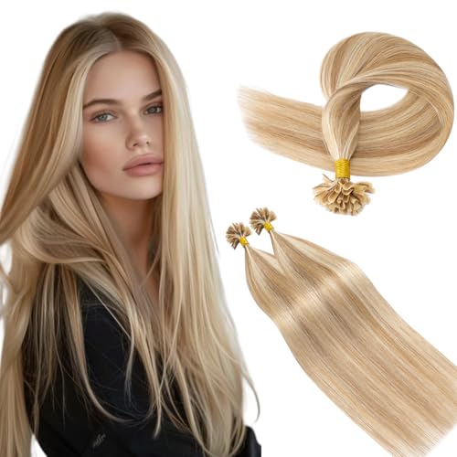S-noilite Extensions de Cheveux Naturel Keratine, Bondings Extension de Humain Chevelure, 35CM Cheveux Vierges Kératine Extensions de Cheveu, 20g/Paquet U Tip...