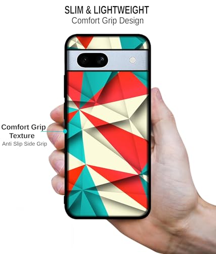 Image of Red Blue White Pattern Design Premium 2D Printed Metal Back Case Cover for Google Pixel 7A 5G
