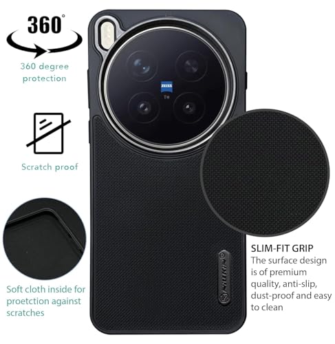 Image of Back Cover Case Compatible for Vivo X300 Pro (Textured Grip Design | Camera Protetion | Slim and Light Weight | Soft Touch and Feel | Black)