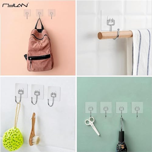Image of TEKCOOL Wall Hooks for Hanging Strong, 10 Pack Adhesive Hooks for Wall Heavy Duty, Wall hangings, Kitchen Accessories Items. (10 Pack)'