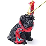 Conversation Concepts Shar Pei Tiny Miniature One Christmas Ornament - Delightful! - Made with Plastic, Black