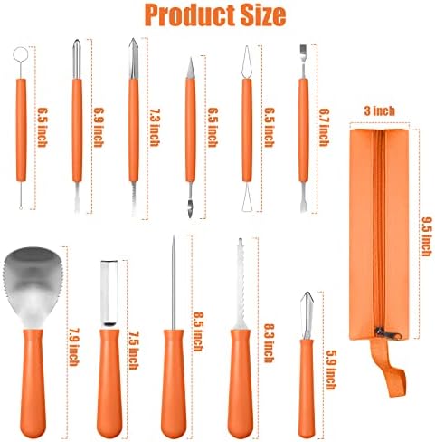 21Pcs Halloween Pumpkin Carving Kit with Stencils, Professional Heavy Duty Stainless Steel Sculpting Tools Set with Carrying Bag for Adults & Kids, Halloween Decoration Jack-O-Lanterns (Brown) 3 41UgmnA9RWL. AC