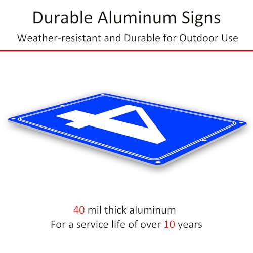 Image of Premium Aluminum Number Signs 4, Metal 12 inch X 8 inch Blue Numbered Signs Outdoor for Parking Lots, Floor, Dock, Court, Aisle, Field, High Visibility, No Fade, Weather-resistant