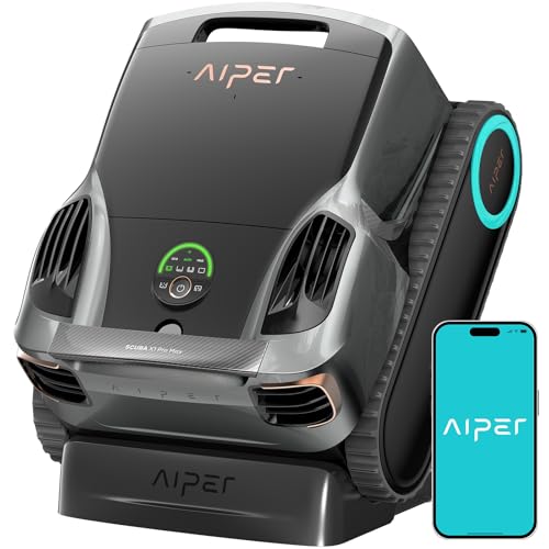 Aiper Scuba X1 Pro Max Pool Robot Vacuum & Robotic Pool Skimmer with 8 500 GPH Suction Pool Mapping 3m Ultra-fine Filtration Smart Surface Parking for All Inground Pools Grey