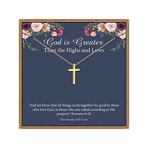 IEFLIFE Pearl Circle Necklace - Cross Necklace for Women, Baptism, Cousin, Granddaughter, Stepmom, Grandma, Sister in Law Gifts