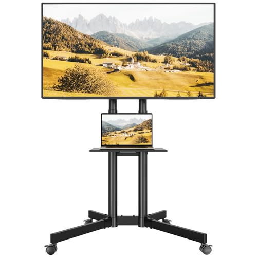 BONTEC Mobile TV Stand with Tilt Function, Rolling TV Cart for 32–85 Inch LED LCD OLED Flat &...