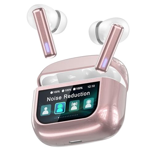 ZIUTY Wireless Earbuds Bluetooth Headphones, ANC/ENC Noise Cancelling, Ear Buds with Multifuntional Touch Screen, 40H Stereo Sound for Sports, IPX7 Clear Calls, 5 EQ for iOS Android (Rose Gold)
