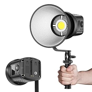 RaLeno 80W LED Studio Videoleuchte, Effiziente Kühlung und Leises Videolicht, Dauerlicht Tageslicht 5600K CRI 95+ Dimmbar 10%-100%, Dual-Power-Modus Foto Licht für Video Fotografie Interview YouTube