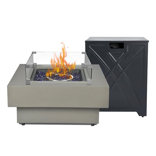 32.5-inch Outdoor Gas Fire Pit with 20lb Propane Tank Cover