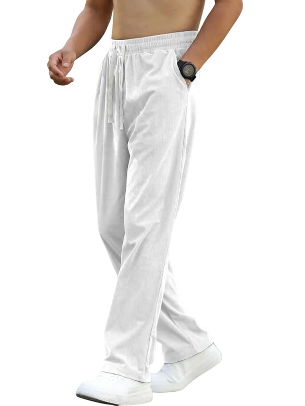 Paralians Pantaloni sportivi da uomo in poliestere, vestibilità dritta, vita flessibile, vita media, elasticizzati, per sport, palestra e abbigliamento casual
