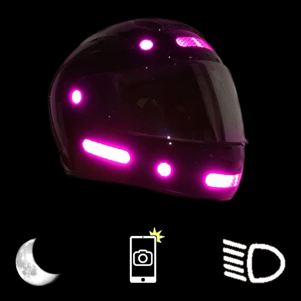customTAYLOR33 High Intensity Grade Reflective Safety Decals/Stickers for Motorcycle, Bicycle, Snowboarding, Racing Helmets or Vehicles (1 Set (6 Strips & 6 Circles), Special Edition Purple) image 5