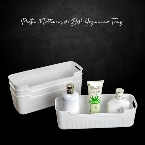 Image of Small Plastic Clothing Storage Basket, Compact Organizer Box with Handles for Drawers, Kitchen, Bathroom & Home, Durable, Lightweight, Multi-Purpose Plastic Organizer (Black, Pack of 4)