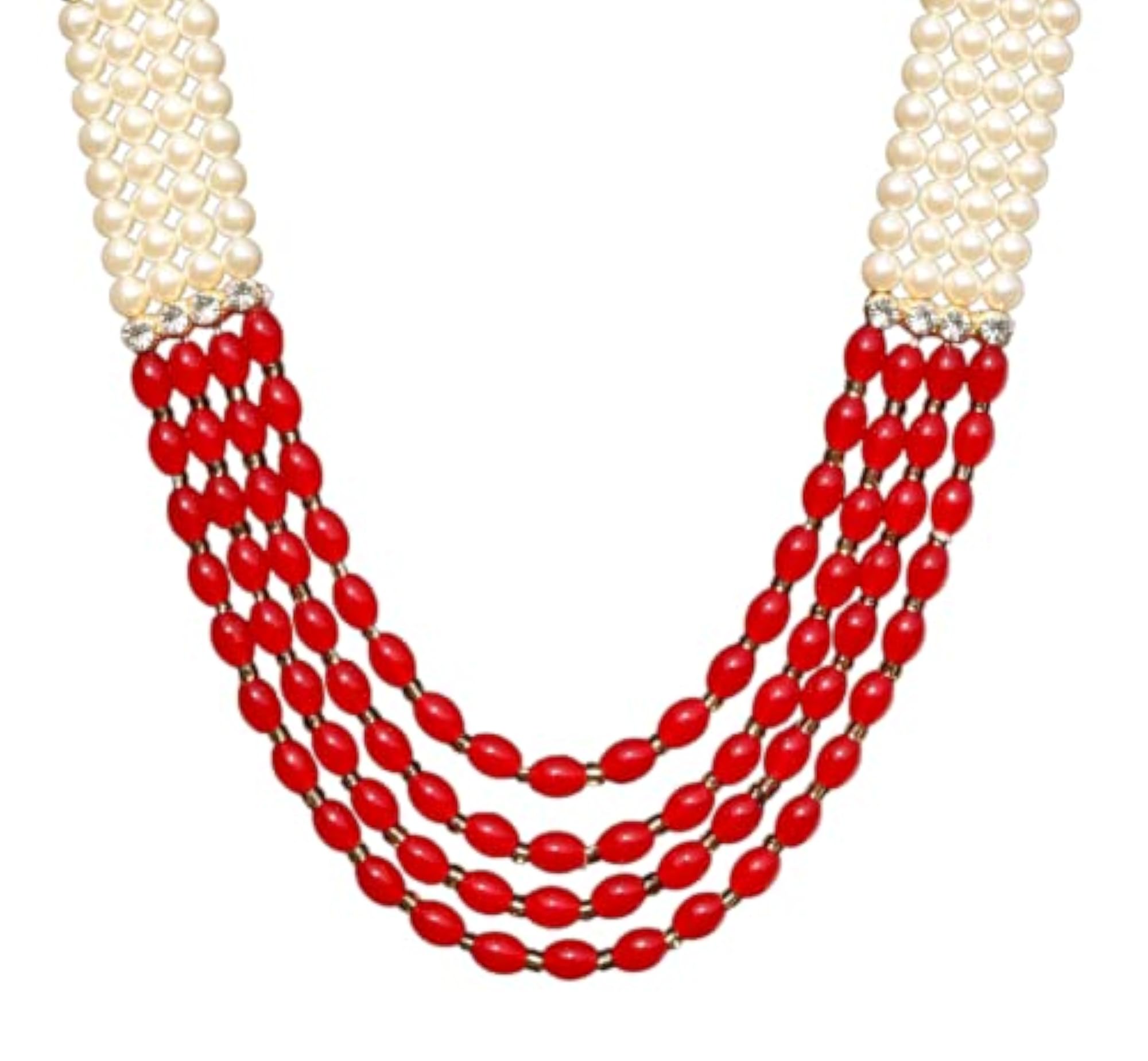 Handmade Pearl Stone & Studded AD Necklace for Men