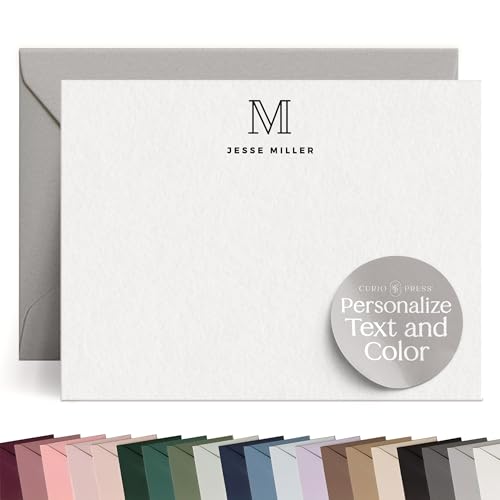 Curio Press Personalized Stationery Set, Custom Note...