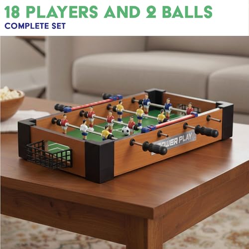 Power Play Table Top Football Game, Wooden Outdoor Indoor Game for Kids and Adults, Small 16 Inch