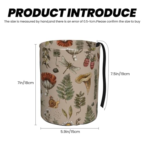 Image of Car Trash Bag Vintage Mushroom Forest Plants Waterproof Trash Small Car Can Portable Collapsible Car Garbage Can Hanging for Back Seat Floor or Hanging Headrest Car Decor Road Trip Essentials