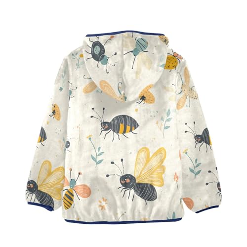 Cute Garden Insects Girls Fleece Jacket Girls Fall Jacket Girls Zip Up Hoodie Girls Sherpa Jacket 2-10T2