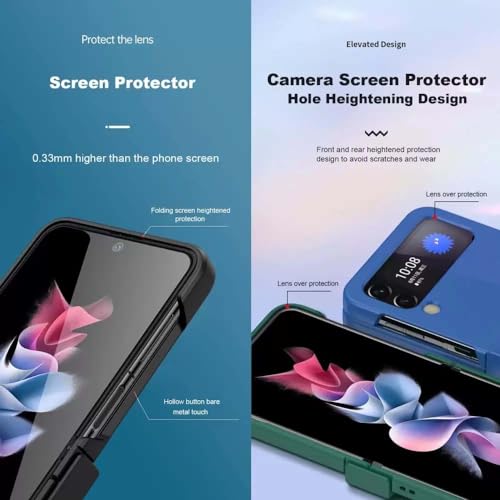 Image of Scalebee Polycarbonate Back Cover for Samsung Galaxy Z Flip 4 / Flip4 5G Foldable Hinges Hard Protective Ultra Slim Case Cover Skin Feel Shock Proof (Blue)