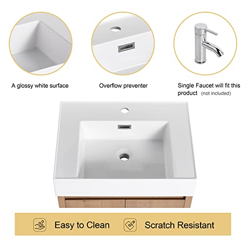 Malwee 24 Inch Freestanding Bathroom Vanity With Sink, 24'' Floor Standing Bathroom Vanity, Modern Vanity With 2 Doors And White Resin Basin Sink Top (Imo, 036-24''W X 18''D+Grb24120Mmo) #TOP2