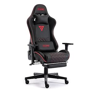 S*MAX Gaming Chair with Footrest Thicken Seat Gaming Chairs with 3D Adjustanle Armrest PU Leather Headrest and Lumbar Support High Back Gaming Chair for Adults Black