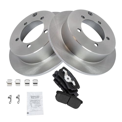 Image of TRQ Rear Brake Pad and Rotor Set Semi Metallic Compatible with 2004-2006 Mitsubishi Lancer 2005-2006 Outlander