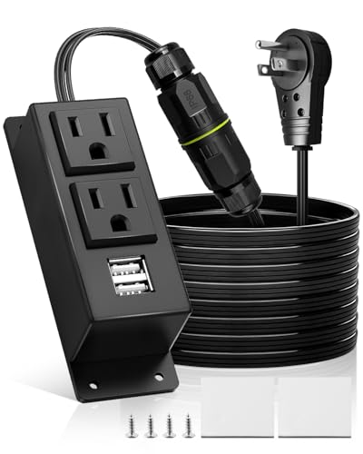 Home Safe Power Outlet Kit Upgrade Waterproof Terminal Protection Electrical Outlet Drawer Receptacle Kit with 2Pcs USB Port & 12A 125V AC Outlets for Interior Lights Laptops Dehumidifiers