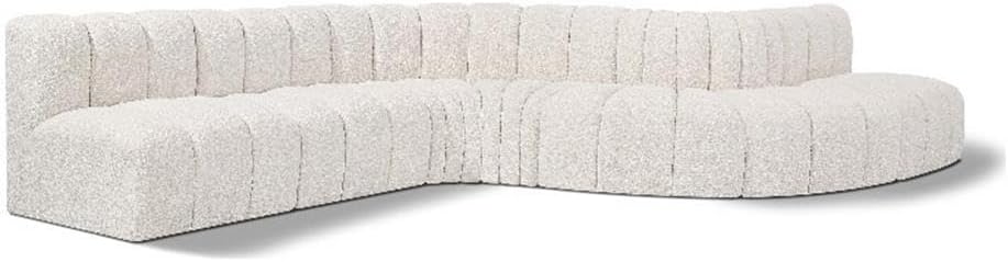 BOWERY HILL Contemporary Modular Sectional, Cream Boucle Fabric Upholstery, 170" W x 62" D x 30" H, Deep Channel Tufting, Modern Sofa for Living Room or Den, Versatile Configurations