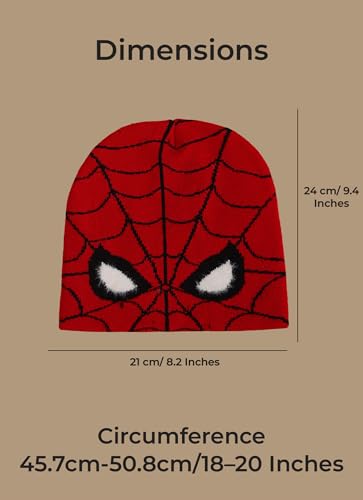 Image of Kidsville Official Marvel Spiderman Red Beanie for Boys | Warm Winter Head Cap