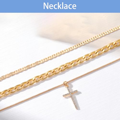 Layered necklaces for women necklace stack for women layered Cross Necklaces for Women Dainty Gold Necklace Stackable Chain Choker Gold Layering Paperclip Chain4