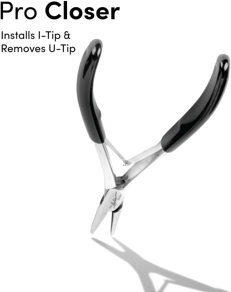 Pro Closer by The Hair Shop, Hair Extension Pliers for Applying I Tip and Removing K Tip, Smooth Flat Surface Teeth For Safe and Effective Installation and Removal