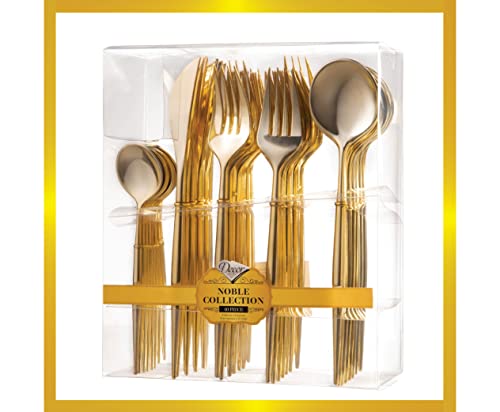 Gold Cutlery 40 Piece Set, Gold Cutlery Reusable Party Flatware, Strong Plastic Gold Disposable Cutlery Set by Sapphire’s Choice