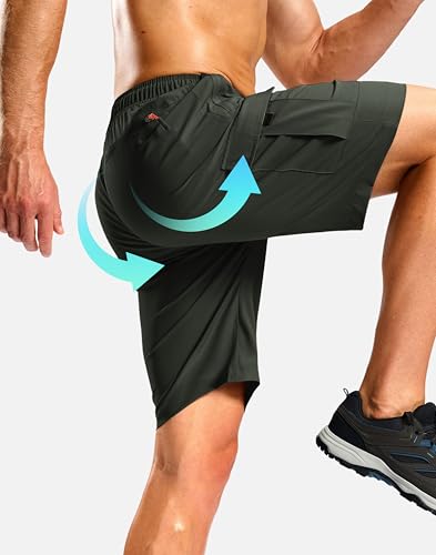 Image of Pudolla Men's Hiking Cargo Shorts with 5 Pockets Lightweight Casual Shorts
