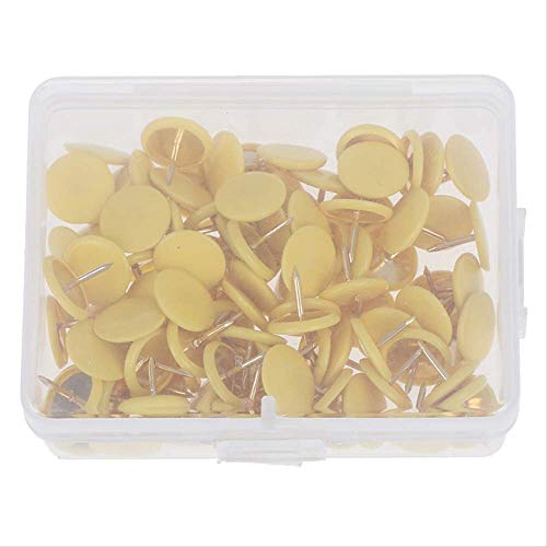 PXNH 100pcs Tachuelas redondas Tachuelas para el tablero de anuncios de la escuela de la oficina Corcho Mapa del papel Tachuelas 8.7x10mm YL