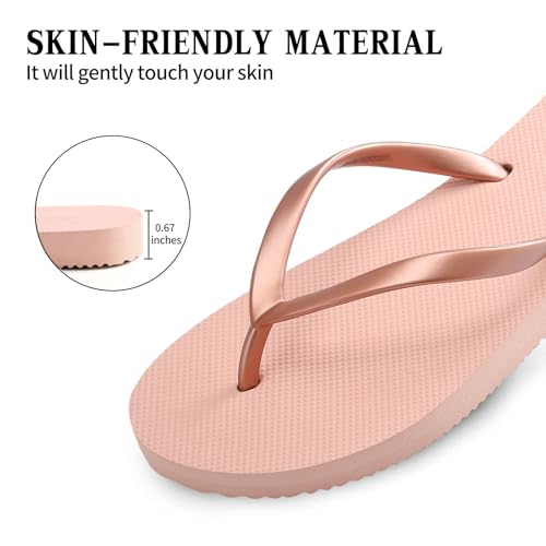 Image of shevalues Slim Flip Flops for Women Beach Rubber Shower Shoes Basic Thong Sandals